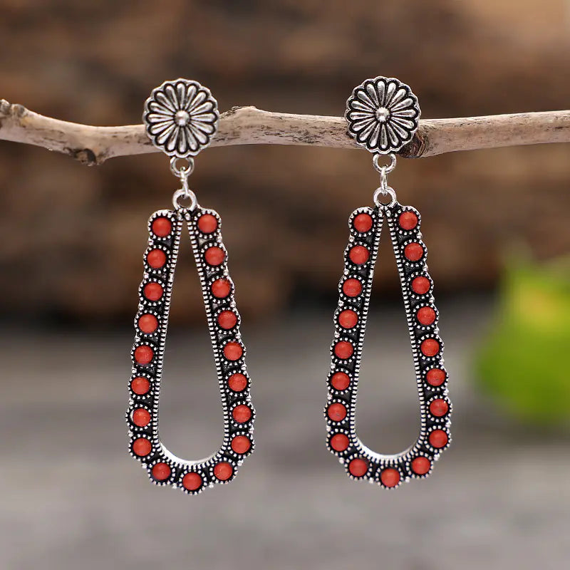 Vintage Teardrop Western Earrings