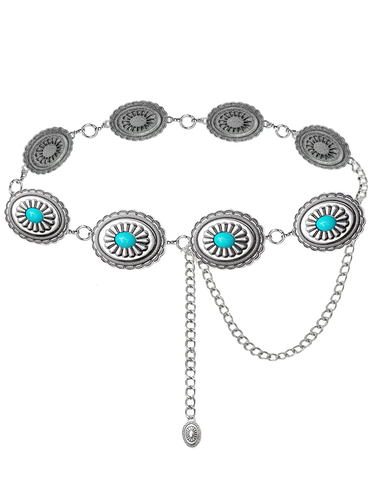 Women Western Silver Turquoise Belt