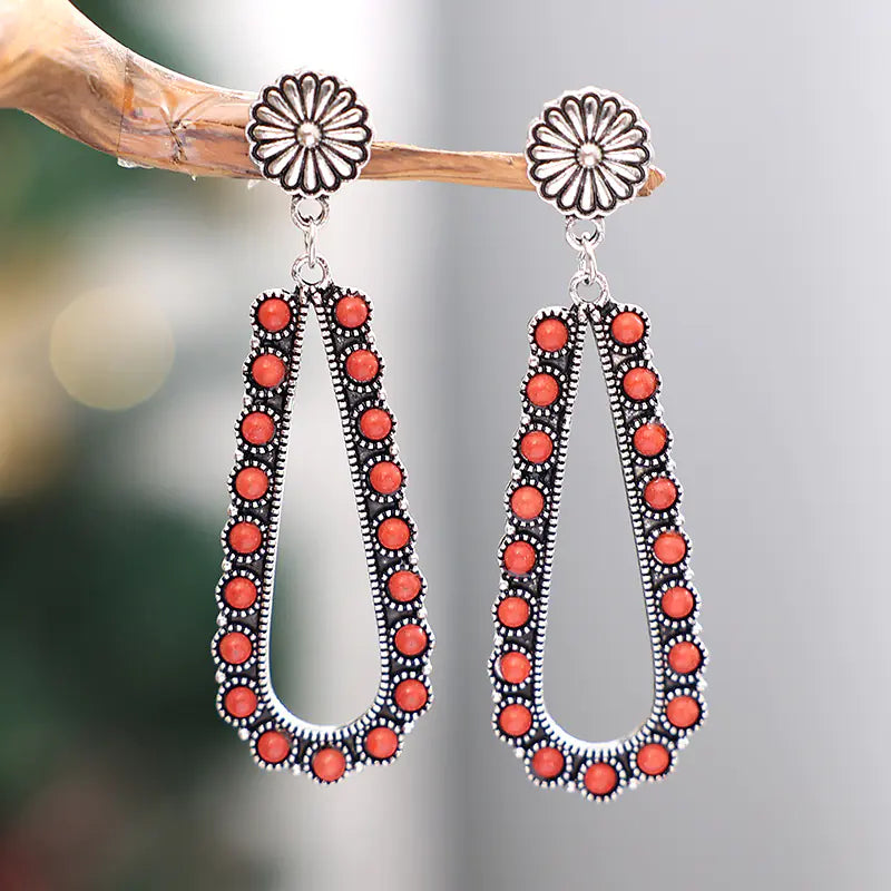 Vintage Teardrop Western Earrings
